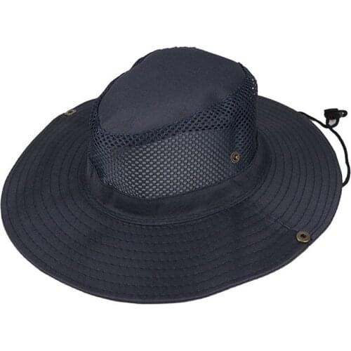 Wide Brim Hat Men Hat Camping Hiking Fishing Sun Hat Bucket Flap Cap Breathable Polyester Outdoor Cycling Accessories