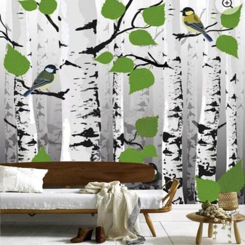 Modern decorative wallpaper, birch tree natural landscape murals for childrens room living room sofa background wallpaper roll