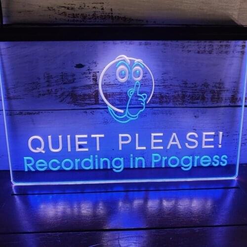 SS093 Recording in Progress Quiet Please Dual Color LED Neon Sign