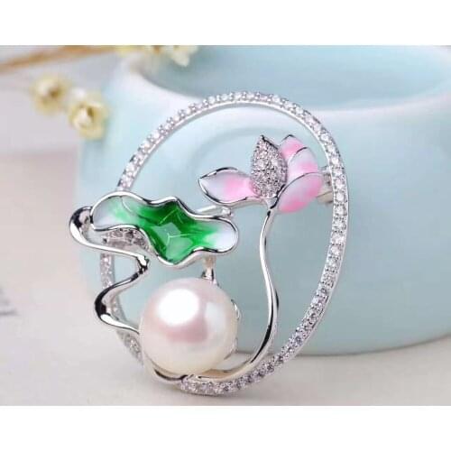 Natural And Real Pearl brooch Free shipping Natural real Pear 925 sterling silver brooch