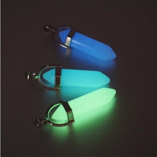 Glow Light In The Dark Stone Pendant Luminous Necklaces Bullet Hexagonal Point Reiki Healing Chakra Amulet Necklace Jewelry