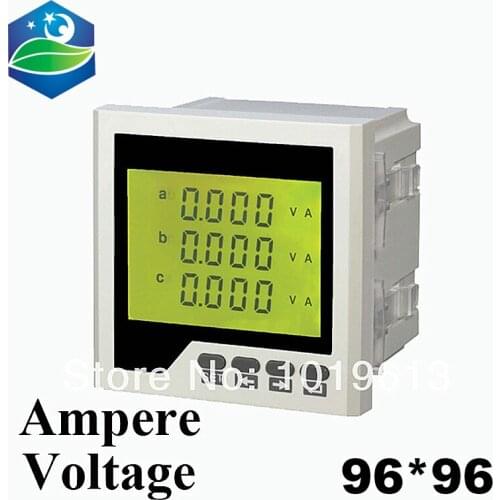 Three phase LCD digital panel ammeter voltmeter ampermeter combination table