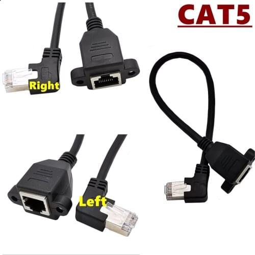 Left Right Angled 90 Degree 8P8C FTP STP UTP Cat5 RJ45 with screw Lan Ethernet Network Extension Cable 0.3m