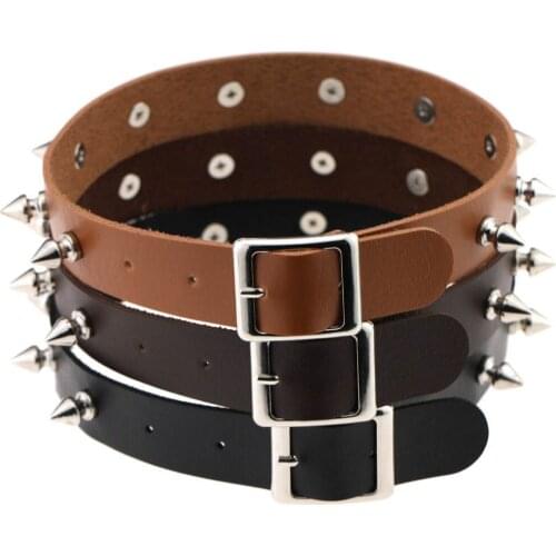 Choker Rock Collar Punk Goth Rivet Choker Vintage Leather Necklace Collar Bondage Harness Necklace