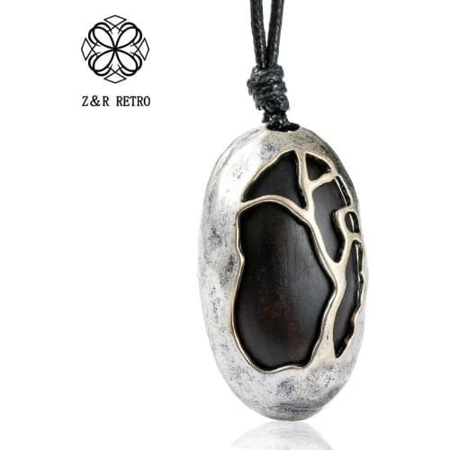 Vintage Jewelry Long Necklace for Women Neck Chokers Black Wooden Sandalwood Handmade Pendant necklace & pendants Jewellery 2021