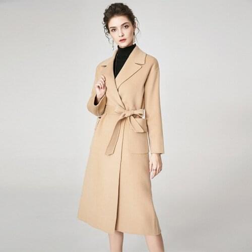 Women s winter coat beige Double sided wool cashmere outwear 2019 autumn plus size ladies fashion coats jackets long free ship