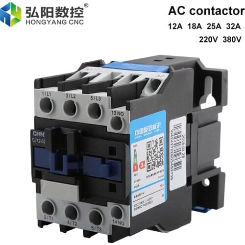 1PCS Universal AC Contactor CJX2 Series Single-Phase 220V/380V Normally Open Copper Ring 12A 18A 25A 32A
