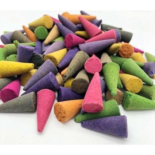 100pcs Fragrant Fresh Air Coconut Natural Backflow Amber Incense Cones Mixed Scents Magnolia Assorted Home Office Lavender