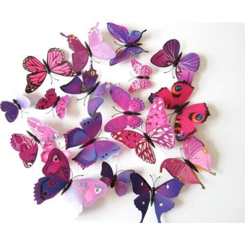 120pcs/Lot 3D Butterfly Wall Stikcer Pin Clip Plastic Butterfly Curtains Refrigerator Sticking Home Party Decoration Supplies