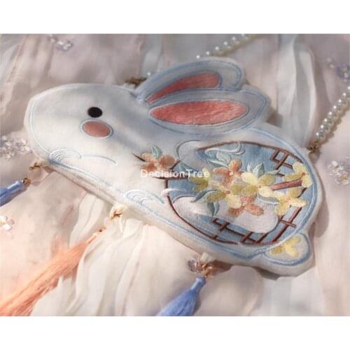 2021 women vintage chinese national style ethnic shoulder bag women handbag rabbit embroidery messenger crossbody bag