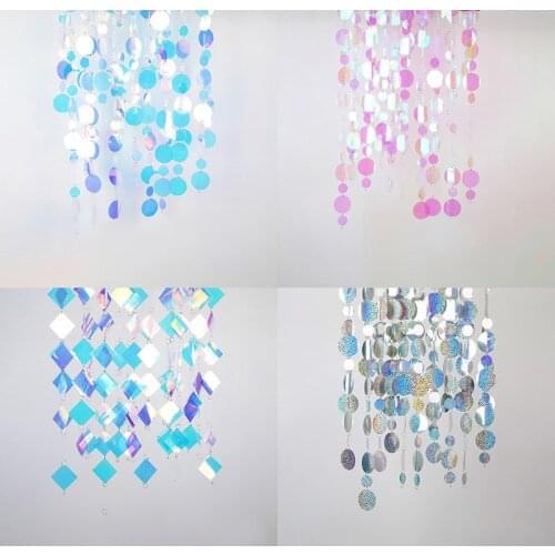 5Pcs/bag New Plastic Sequins Curtains Interior Door Curtain Stage Background Festivals Wedding Supplies Round Home Decor 1M/1Pcs