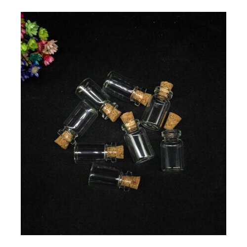 500pcs 13*24mm Clear Glass Cork Stopper Bottles Jars for DIY Wish Message Sample Perfume Nail Art beads Vials container pendant