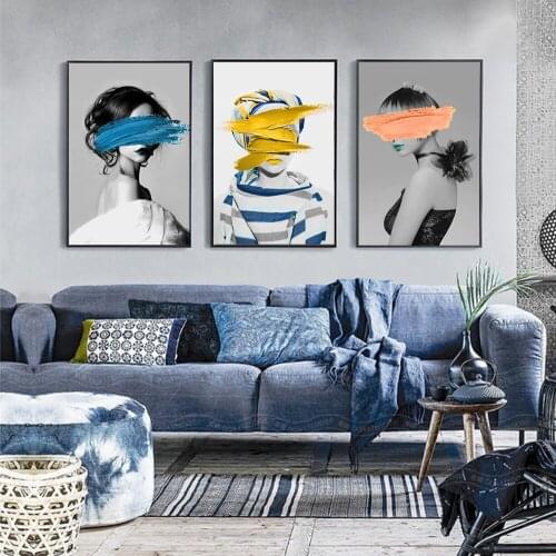 AAHH Nordic Sexy Woman Abstract Pictur Print on Canvas Wall Art Portrait Canvas Painting for Living Room Home Decor No Frame