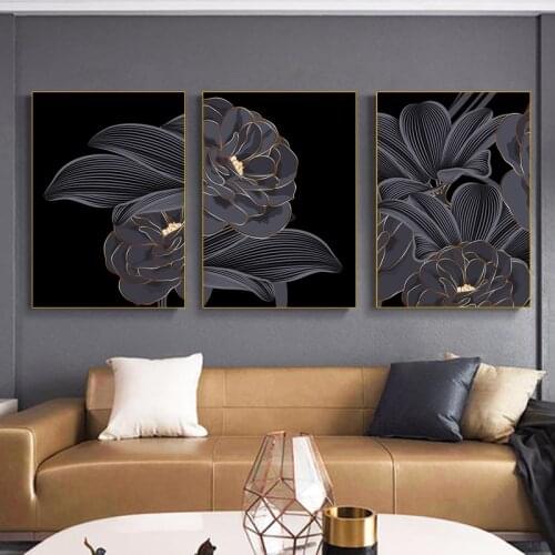 Abstract Gray Golden Plant Leaf Canvas Painting Modern Living Room Poster and Prints Wall Pictures Bedroom Room Home Decoration