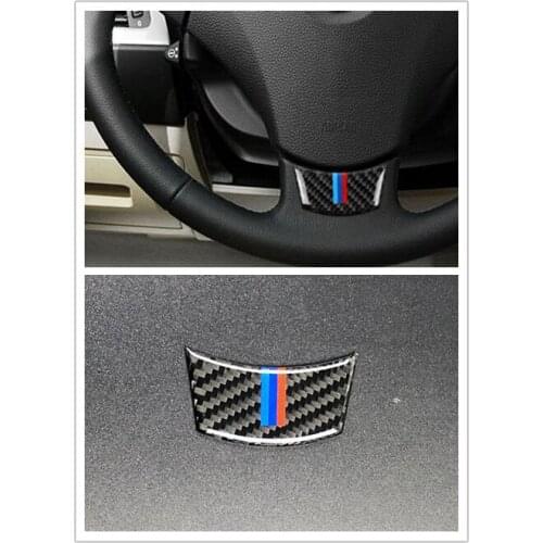 Arbon Fiber Steering Wheel Stickers M stripe Emblem Stickers for BMW E60 61 5 series 2004-2010 steering wheel sticker