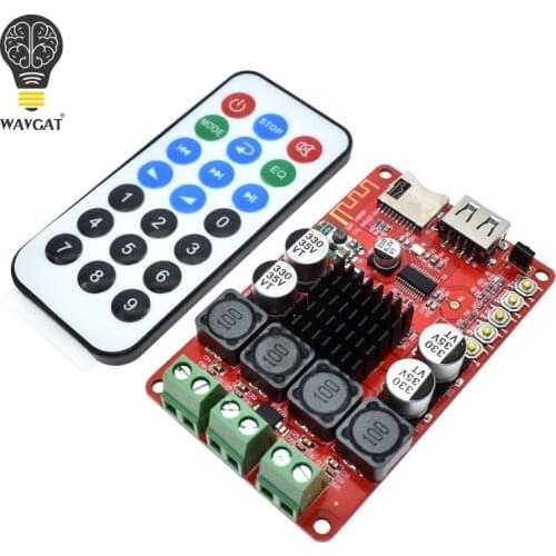 WAVGAT TPA3116 50W+50W Bluetooth Receiver Digital Audio Amplifier Board TF card U disk player FM Redio With Remote control