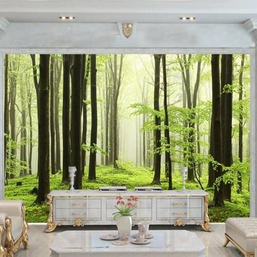YOUMAN Large 3D Papel Murals Nature Fog Trees Forest Wallpaper 3d Wall Mural Wall paper for Bedroom Background 3D Forest sticker