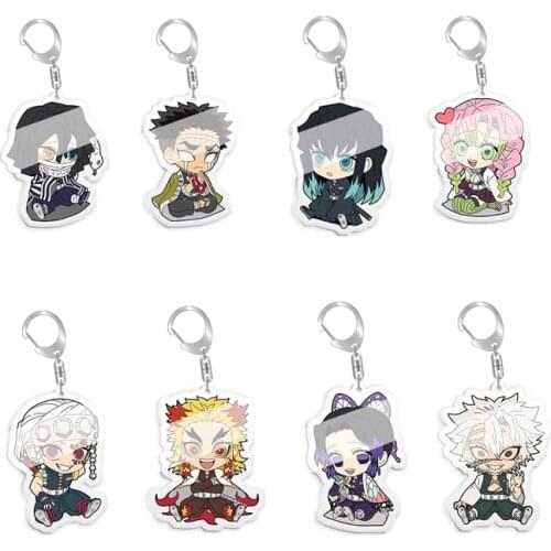 5pcs 10pcs Demon Slayer Tsuyuri Kanao Rengoku Shinjurou Kochou Shinobu Uzui Tengen Kanroji Mitsuri Sabito PVC Pendant Key Chain