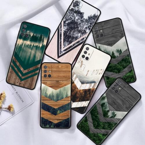 Forest Geometry Wood Nature Case For Samsung Galaxy A51 A21s A71 A12 A31 A52 A41 Black Soft Phone A11 A72 A32 A42 5G A01 Fundas