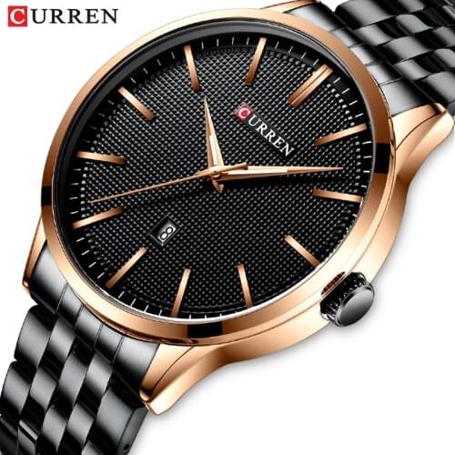 CURREN Top Brand Luxury Business Mens Watches Stainless Steel Waterproof Quartz WristWatch Date Male Clock Relogio Masculino