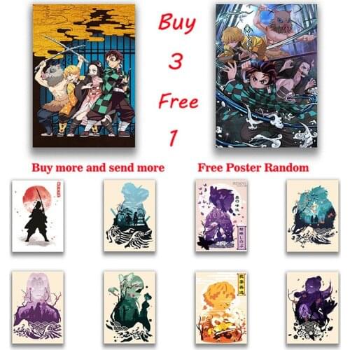 Demon Slayer: Kimetsu no Yaiba Tanjirou Nezuko Anime Coated paper poster Cafe Creative wallpaper Interior Decoration