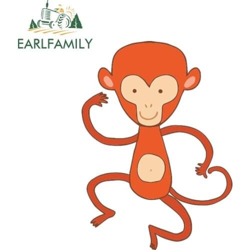 EARLFAMILY 13cm x 9.4cm Cartoon Crazy Monkey Vinyl Decal Funny Animal Car Stickers Bicycle Laptop Skateboard Luggage Decoration