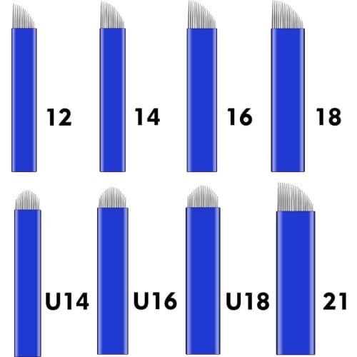 Microblading Eyebrow Needle Piercing Flex U 12 14 16 18 21 F Pin Permanent Makeup Curved Shape Lip Blade Microblading Manual Pen