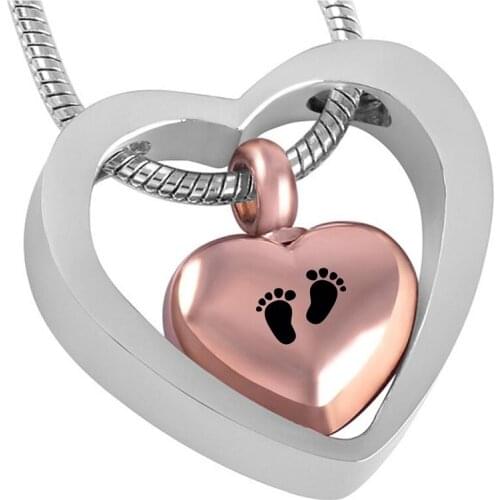 Always In My Heart Urn Necklace for Ashes Baby Foot Cremation Jewelry Keepsake Memorial Pendant