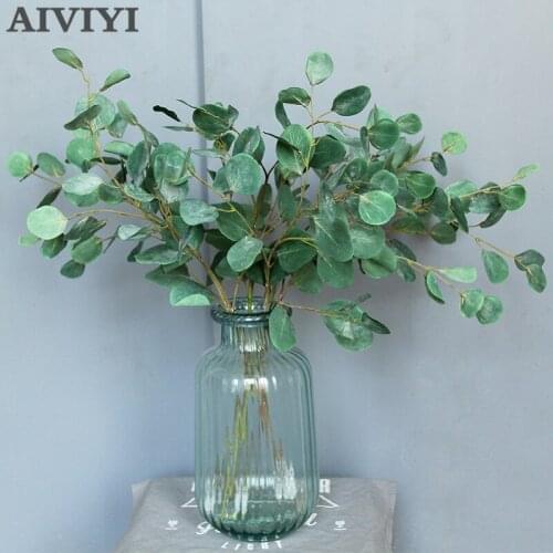 Artificial plant plastic fake flowers simulation eucalyptus leaves bouquet money leaf home garden shop table decor leaf