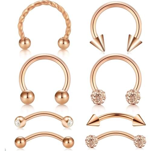 16G Nose Ring Hoop Tragus Earrings Lip Eyebrow Rings Stainless Steel Septum Conch Daith Helix Cartilage Nose Piercing Jewelry