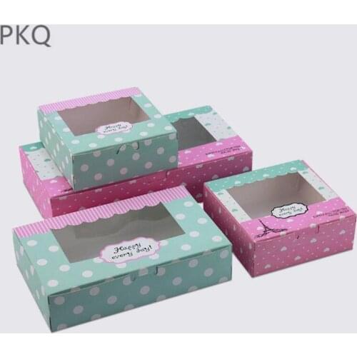 3 size 10pcs Kraft paper box for cake macaron kraft box with window paper cake cookies packaging box wedding candy cookies box