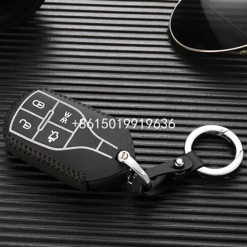 Leather key cover for maserati ghibli 2017 2013 2014 quattroporte 2015 2017 Car Key bag case wallet holder