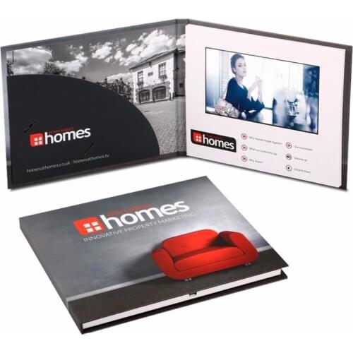 Hot sale 7inch hardcover hd Screen Fashion Design module Customization mp4 player video greeting card with pocket video brochure