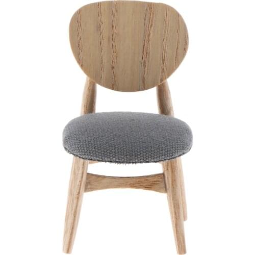 Dollhouse Furniture 1/12 Modern Wood Side Chair for Dining Room Living Room Kitchen Garden Decor