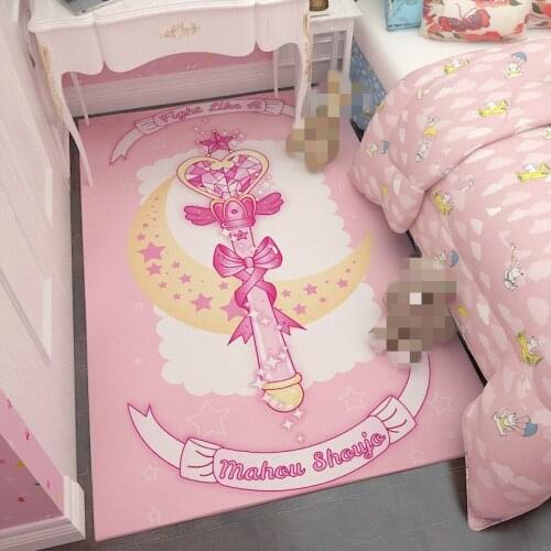 Cartoon Lovely Magic Circle Card Captor Sakura Sailor Moon Luna Cat Anti-slip Waterproof Floor Door Mat Plush Rug Bedroom Carpet