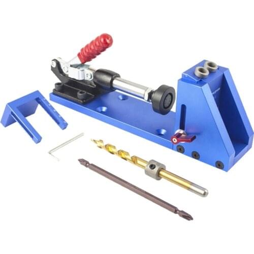Woodworking Guide Carpenter Kit System,inclined hole drill tools,clamp base Drill Bit Kit System,Pocket Hole Jig Kit