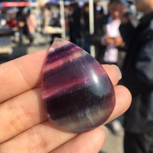 Natural Rainbow Fluorite Gemstone Crystal Quartz Handmade Drop Pendant