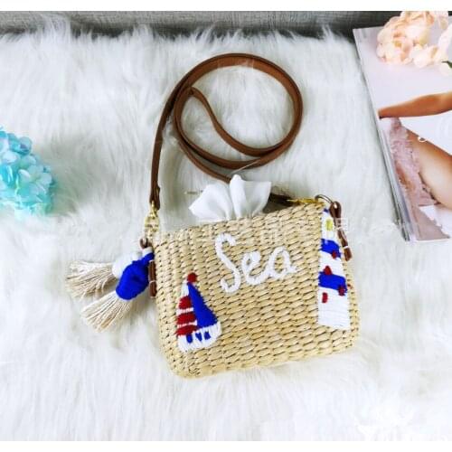 NEW Fashion Summer Straw Womens Bag New Small Fresh Hand-woven Embroidery Beach Cross-body Bag Bohemia Womens Handbags