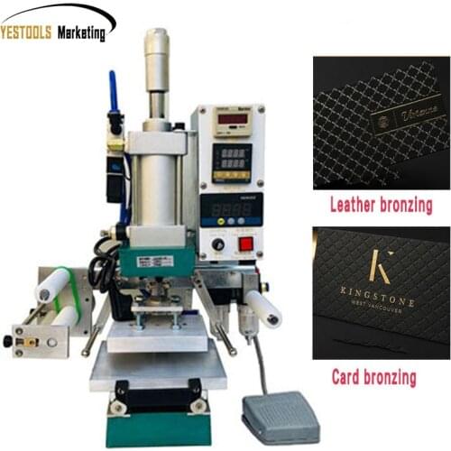 Pneumatic hot stamping machine sliding table leather bronzing press machine LOGO business card wood branding machine