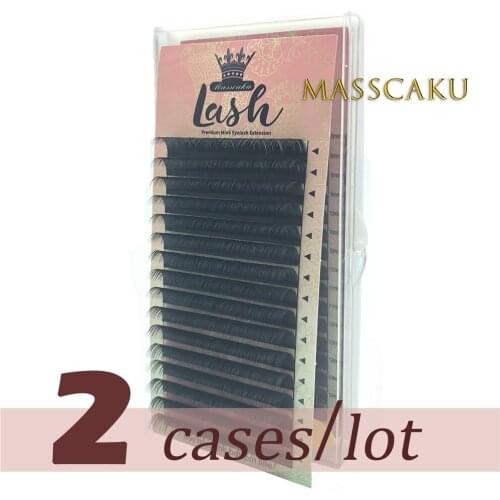 Masscaku 2cases natural mink eyelash extension fake eyelashes individual all size hand-making premium lashes cilia black