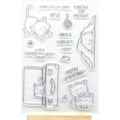 Cat Rubber Clear Stamp for Card Making Decoration and Scrampbooking Happy birthday Clear stamp