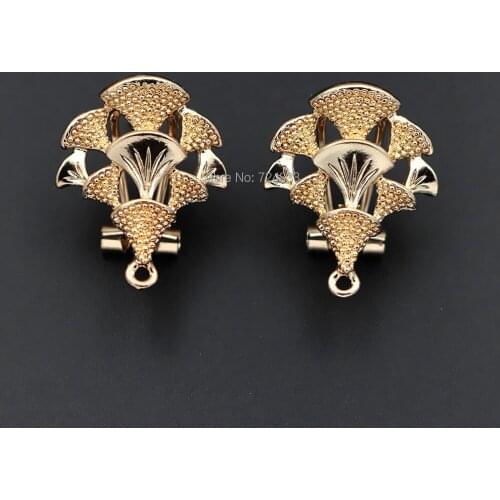 Earrings post Loop Base Paved Rhinestone Hollow Flower Clip Stud Earrings Hooks DIY African Nigerian Weddings Jewelry Findings