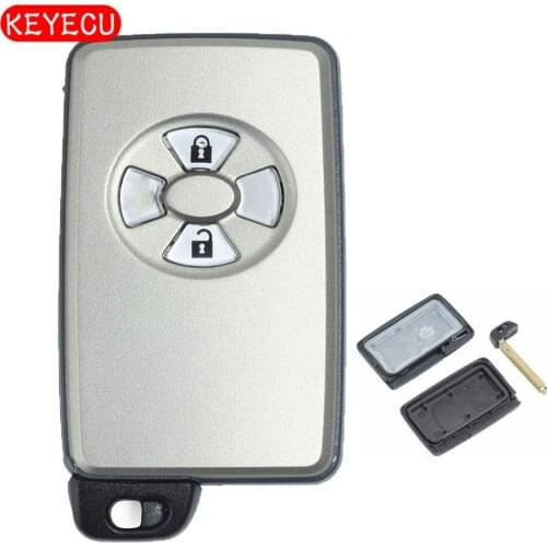 Keyecu Smart Remote Car Key Shell Case 2 Button Fob for Toyota with Uncut Blade (Shell Only)