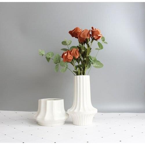 Modern Vertical Striped Ceramic Vase Hydroponic Flower Arrangement Dried Flower Container Desktop Decoration Home Decoration