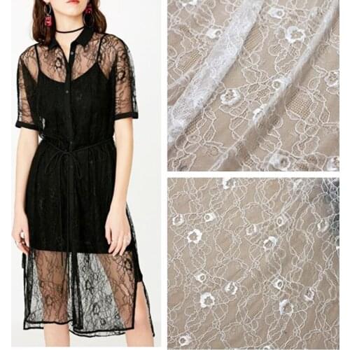 Off White Wedding Lace Fabric Embroidered Flower Sewing Fabric For Lady Dress Lace Mesh Fabric 1.5 Meter Width