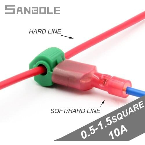 T Shape Wire Connection Terminal Male and Female Non Destructive Part Connector 0.5-1.5 squre Hard Line 10A (100SET)