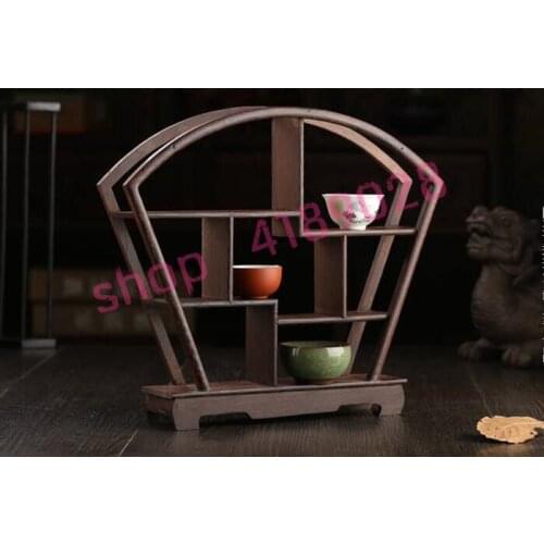 Solid wood chicken wing wood, fan shaped curio shelves, ornament pendulum rack