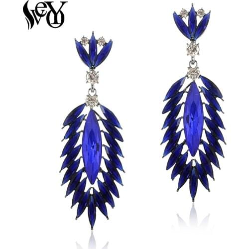 VEYO Hollow out Geometry Crystal Drop Earrings for Women Trendy ZA Dangle Earrings New Gift Fashion Jewelry