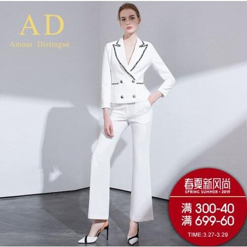 Womens office suits set professional female business lady suit plus size white blazer sequin designer tailor 2019 free ship