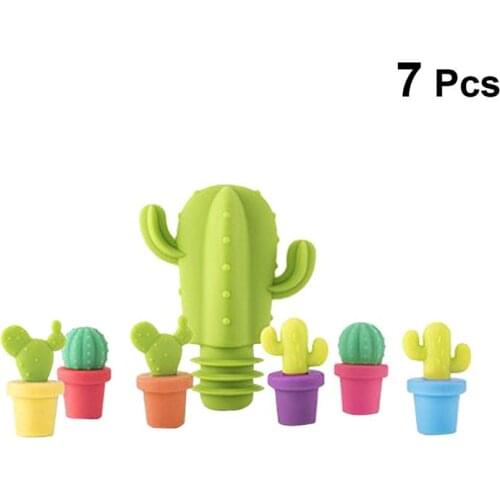 1 Set Wine Bottle Stopper Silicone Cactus Shaped Champagne Plug Beverage Bar Preservation Tool Bar Supplies